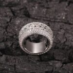 Elegant White Gold Moissanite Cuban Ring with Rotatable Design