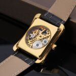 Engaging Skeleton Mechanical Watch with Leather Strap for Men