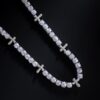 Premium 5mm S925 White Gold Moissanite Tennis Chain with Iced Cross Design