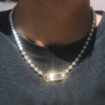 18k Gold Moissanite Diamond Pearl Chain Necklace for Elegant Style