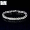 4mm Moissanite Princess Cut Tennis Bracelet – Elegant Ultra-Clear Gemstone Jewelry