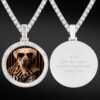 Custom Iced Out Baguette Cut Moissanite Photo Necklace – Round Pendant