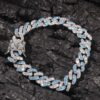 8mm Blue & White Moissanite Iced Cuban Link Bracelet for Men