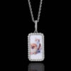 “Personalized Rectangle Moissanite Photo Pendant – Custom Jewelry Gift”