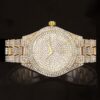 Luxury Gold Fully Iced Round Bezel Men’s Watch – Elegant Timepiece