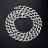 White Gold Moissanite Baguette Cut Cuban Chain & Bracelet Set – 13mm Luxury Jewelry