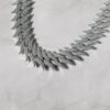 20mm White Gold Moissanite Cuban Chain with Spikes – Durable & Stylish