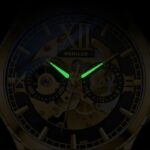 Luminous Skeleton Automatic Mechanical Watch for Men with Steel Band