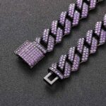 15mm Purple Moissanite Cuban Link Bracelet in Black Gold – Luxury Jewelry