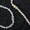 6mm Moissanite Tennis Chain – Mixed Square & Round Inlay for Dazzling Elegance