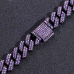 15mm Purple Moissanite Cuban Link Bracelet in Black Gold – Luxury Jewelry