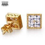 S925 Moissanite Diamond Stud Earrings for Men – Elegant Princess Cut Design