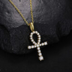 S925 Moissanite Ankh Cross Necklace – Elegant Spiritual Jewelry Gift