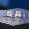 Stunning 4-Prong Square Princess Cut Moissanite Earrings for Elegant Style