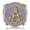 Iced Gold Moissanite Masonic Ring | Luxury Men’s Jewelry