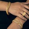 “Gold-Plated 8″ Stainless Steel Cuban Link Bracelet – Available in 8mm, 10mm, 12mm, 14mm s”