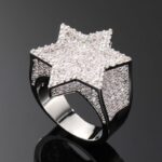 “Stunning Moissanite Star of David Ring in White Gold – Elegant Jewish Jewelry”