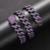 “15mm Moissanite Purple Cuban Link Chain in Black Gold – Iced Handset Jewelry”