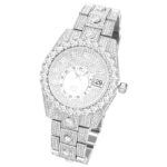 Elegant White Gold Iced Round Cut Arabic Numerals Men’s Watch