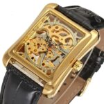 Engaging Skeleton Mechanical Watch with Leather Strap for Men