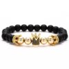 Elegant Black Frosted & Copper Beaded Crown Bracelet for Stylish Accessories