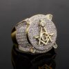 Iced Gold Moissanite Masonic Ring | Luxury Men’s Jewelry