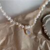 Elegant 11mm Baroque Pearl and Moonstone Choker Necklace for Stylish Jewelry Lovers