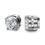 Sparkling Round Moissanite Magnetic Non-Piercing Stud Earrings for Effortless Elegance