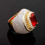 Stunning Ruby Moissanite Ice Out Hip Hop Ring – Exquisite Bling Jewelry