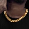 18mm Gold-Plated Stainless Steel Miami Cuban Chain Necklace