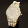 Luxury Gold Fully Iced Round Bezel Men’s Watch – Elegant Timepiece