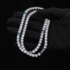 Stunning 5mm Blue Moissanite Tennis Chain Necklace in White Gold