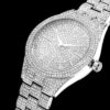 Luxury Fully Iced Round Bezel Men’s Watch in 18K White Gold – Elegant Style and Precision