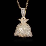 Moissanite Ice Dollar Sign Hip Hop Money Bag Pendant Necklace