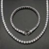 18K White Gold Moissanite Tennis Chain & Bracelet Set – 5mm Premium Quality