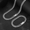 Men’s 8mm Miami Cuban Link Chain & Bracelet Set in White Gold – Luxury Jewelry