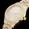 Luxury Gold Fully Iced Round Bezel Men’s Watch – Elegant Timepiece