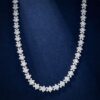 Stunning 10mm Moissanite Cloister Link Chain Necklace in White Gold