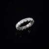 5mm Round Cut Moissanite Micro Pave Band Ring in Sterling Silver – Elegant Engagement & Wedding Jewelry