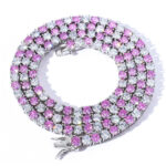 4mm S925 Moissanite Pink & White Tennis Chain – Elegant Gemstone Jewelry