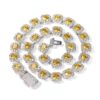 12mm Yellow Moissanite Clustered Tennis Chain Set in Elegant White Gold