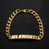 Gold 8mm Blessed Cuban Bracelet with Praying Hands Charm – Men’s Accessory