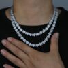 Stunning 10mm Moissanite Cloister Link Chain Necklace in White Gold