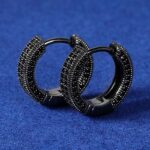 Black Moissanite Hoop Earrings – Elegant Iced Design for Stunning Style