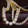 14K Gold Moissanite Tennis Chain Set – 5mm & 3mm Sparkling Jewelry