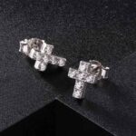 Men’s Sterling Silver Moissanite Cross Stud Earrings – Stylish & Durable