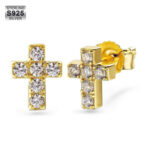 Men’s Sterling Silver Moissanite Cross Stud Earrings – Stylish & Durable