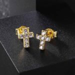 Men’s Sterling Silver Moissanite Cross Stud Earrings – Stylish & Durable