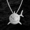 “Iced Out Baby Shark Moissanite Pendant for Men – Glistening Jewelry for Trendsetters”