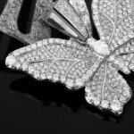 Stunning Iced Out Men’s Moissanite Butterfly Pendant in White Gold